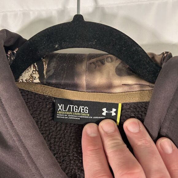 Under Armour Hoodie Men's XL Brown Camo Drawstring Pullover Loose - Picture 5 of 8